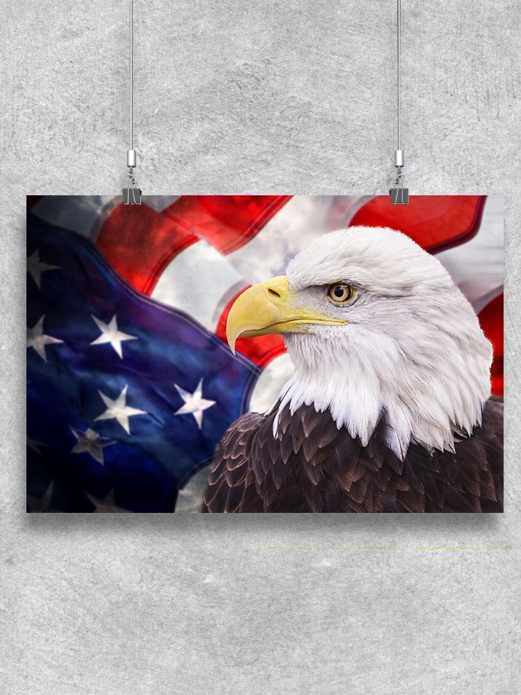 Eagle With American Flag. Poster -Image by Shutterstock