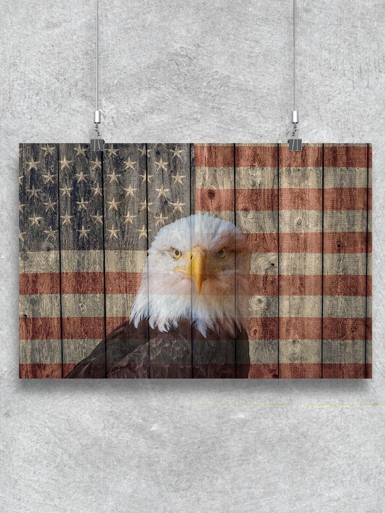 Faded Flag And Bald Eagle Poster -Image by Shutterstock