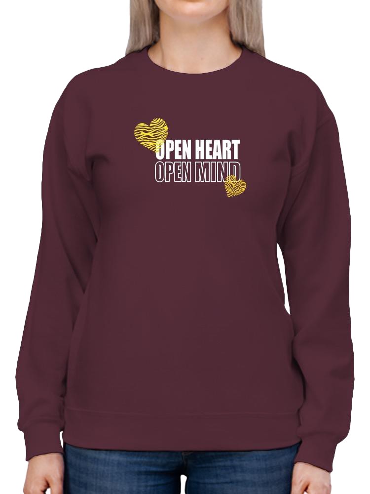Open Heart Mind Zebra Heart Sweatshirt Women's -Image by Shutterstock