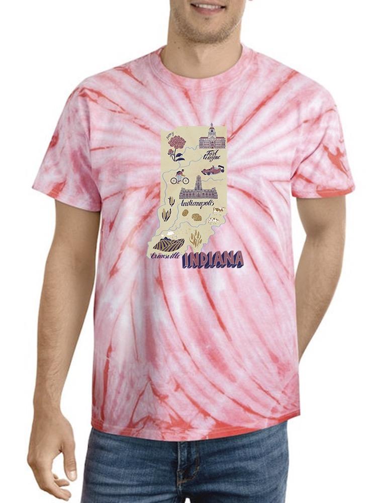 Indiana Tourism Map. Tie Dye Tee -Image by Shutterstock