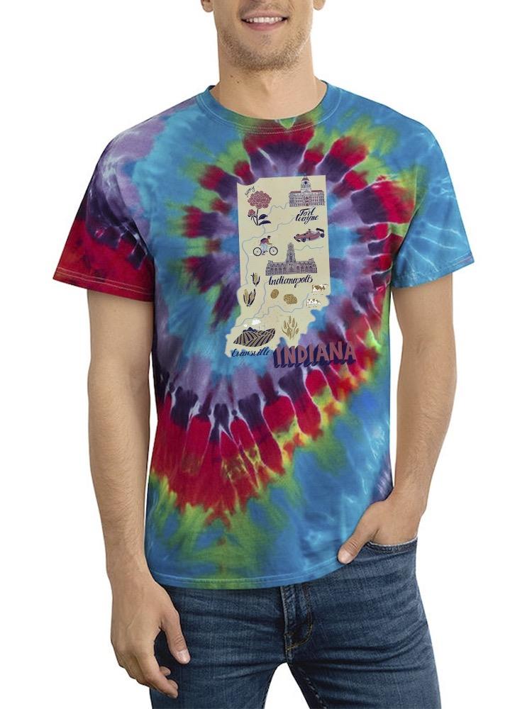 Indiana Tourism Map. Tie Dye Tee -Image by Shutterstock