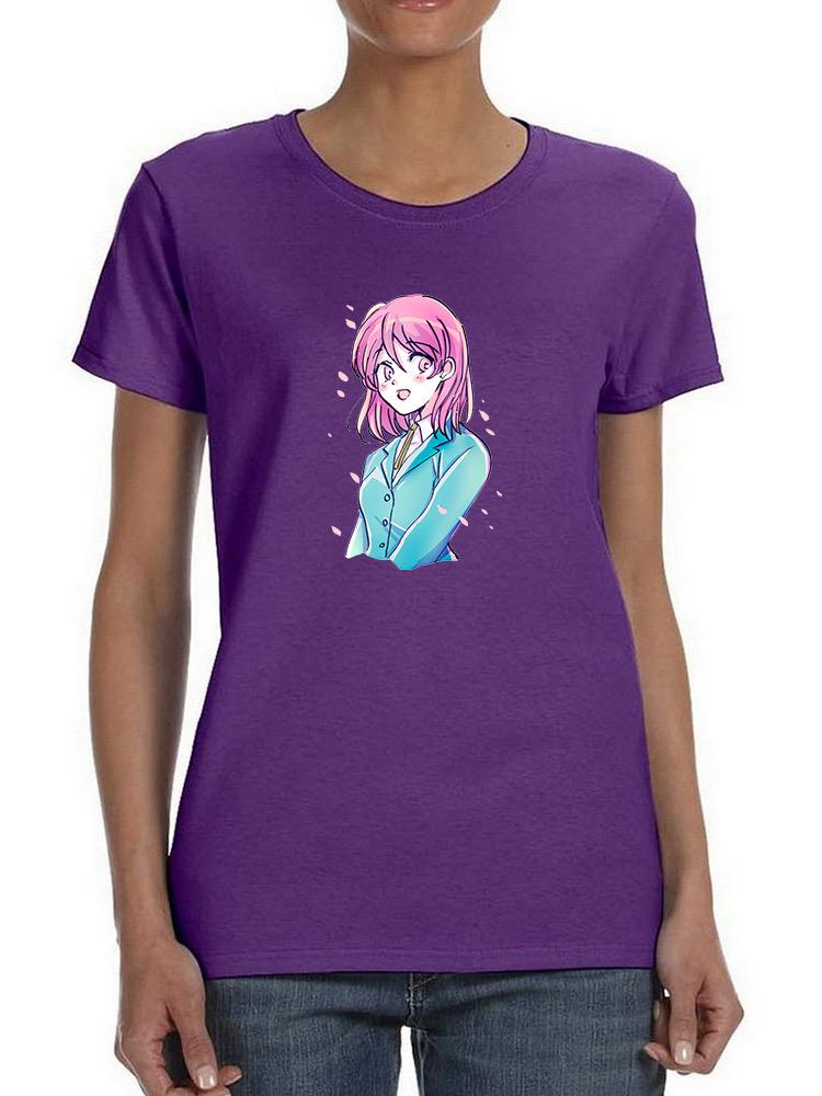 Manga Schoolgirl Grinning T-shirt -Image by Shutterstock