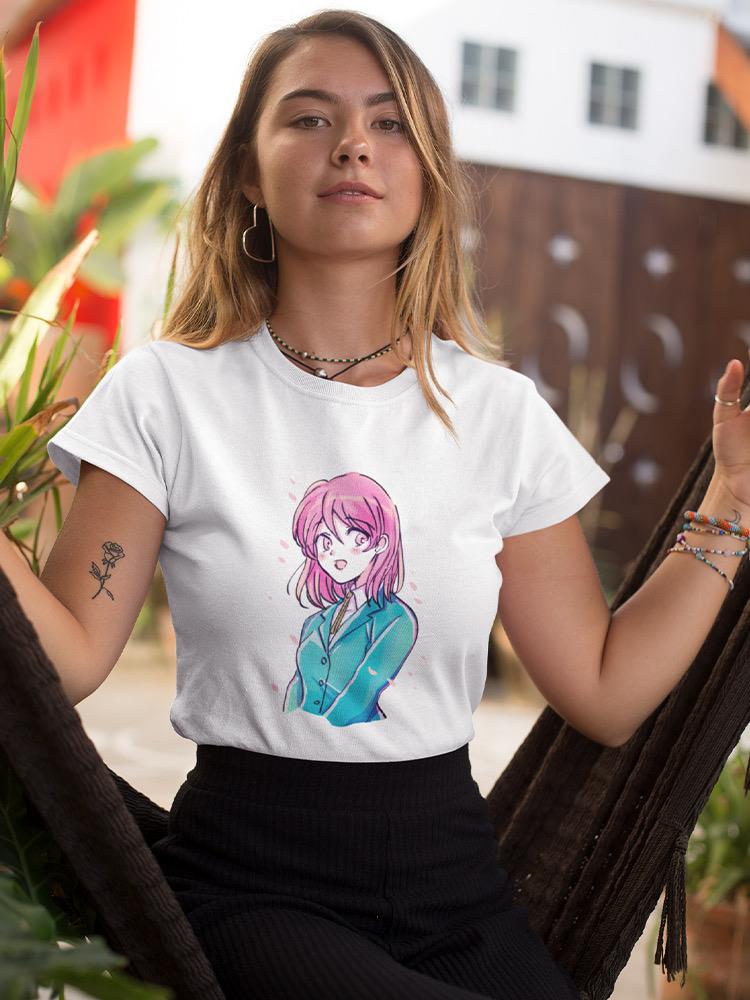 Manga Schoolgirl Grinning T-shirt -Image by Shutterstock