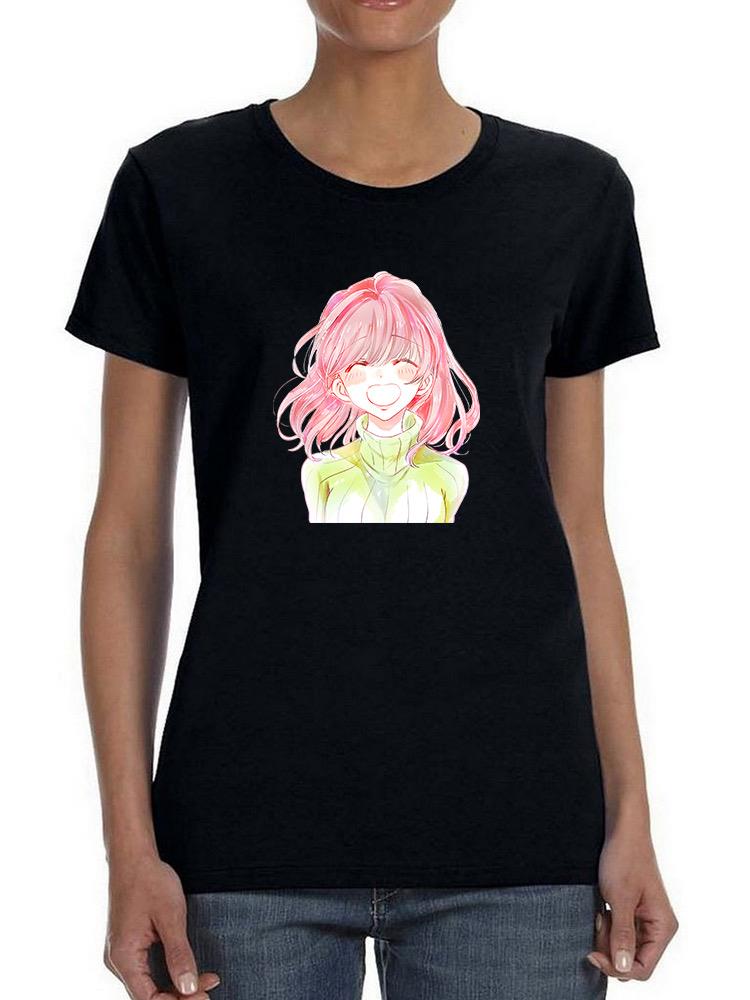 Manga Girl Cheerful Smile T-shirt -Image by Shutterstock