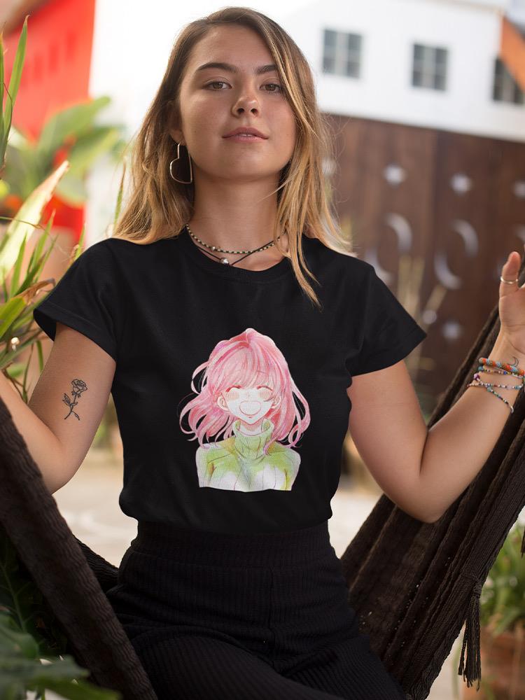 Manga Girl Cheerful Smile T-shirt -Image by Shutterstock