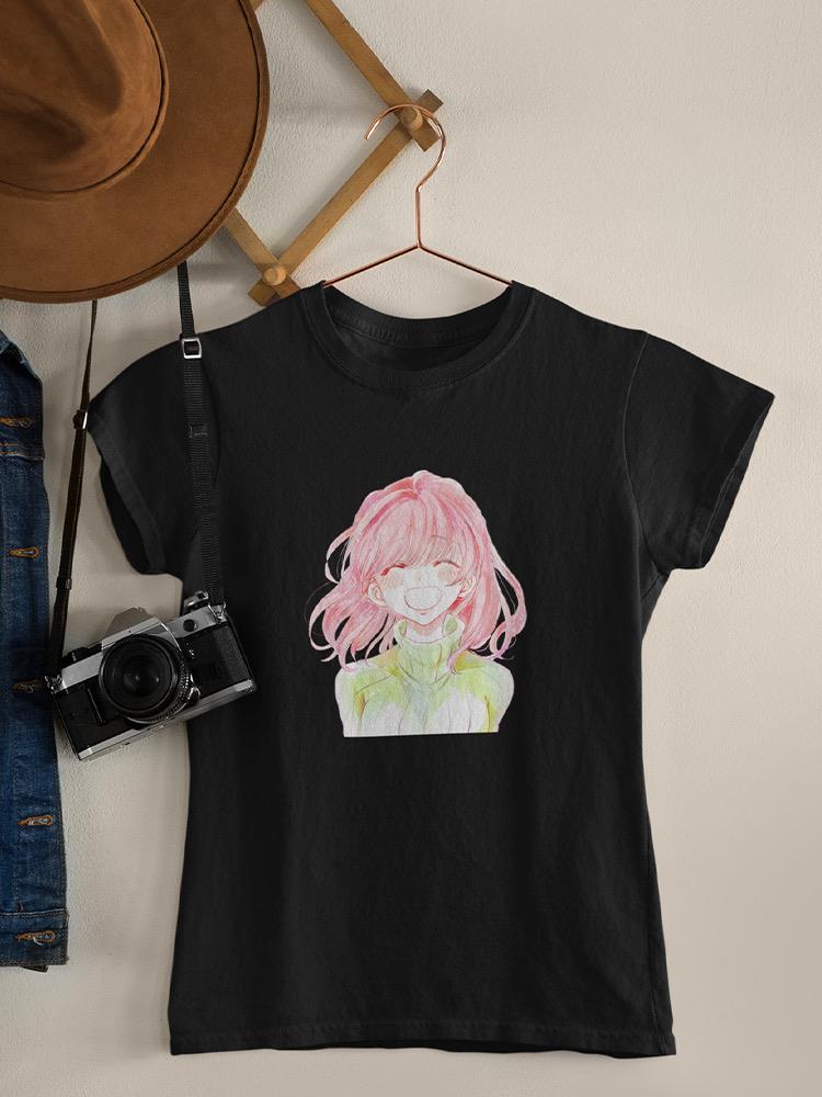 Manga Girl Cheerful Smile T-shirt -Image by Shutterstock