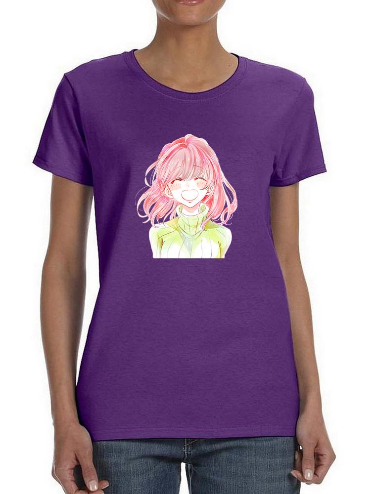 Manga Girl Cheerful Smile T-shirt -Image by Shutterstock