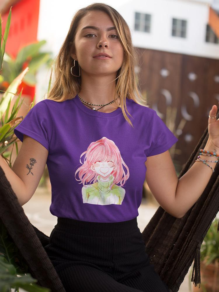 Manga Girl Cheerful Smile T-shirt -Image by Shutterstock