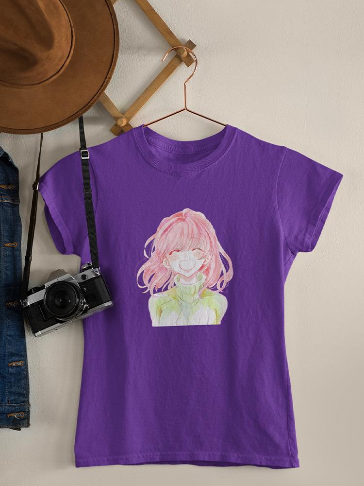Manga Girl Cheerful Smile T-shirt -Image by Shutterstock