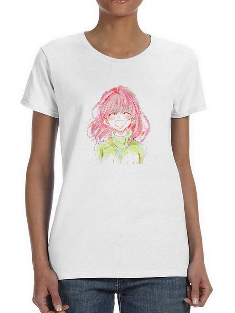 Manga Girl Cheerful Smile T-shirt -Image by Shutterstock