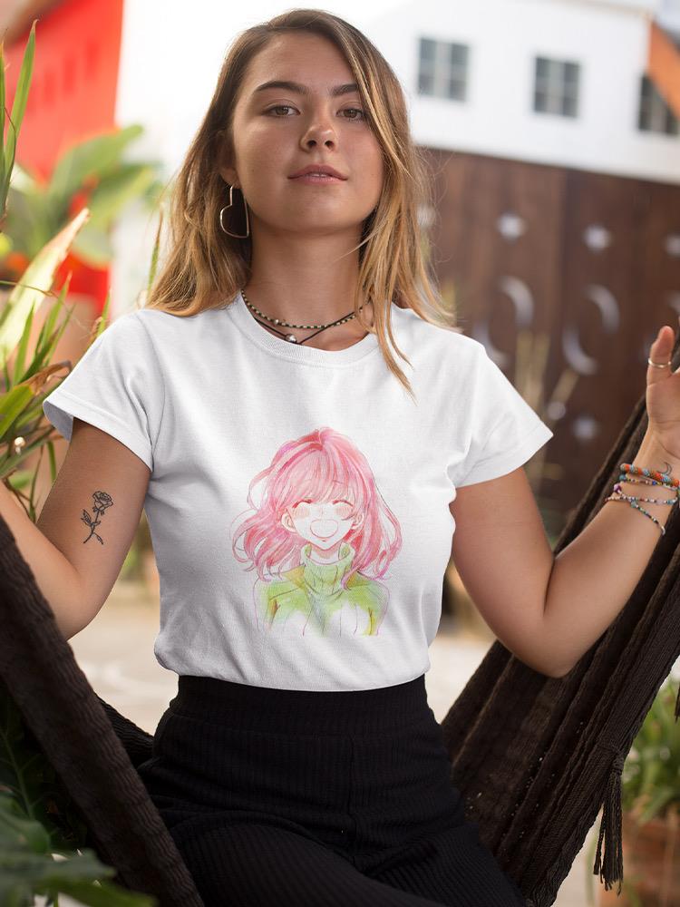 Manga Girl Cheerful Smile T-shirt -Image by Shutterstock