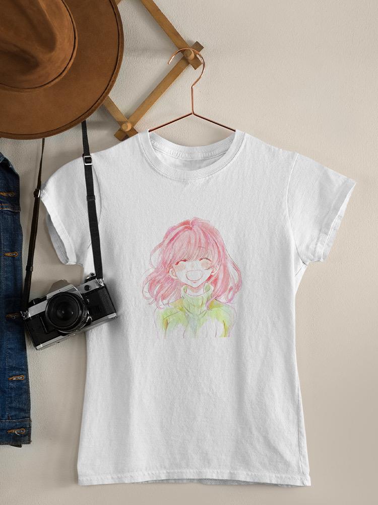 Manga Girl Cheerful Smile T-shirt -Image by Shutterstock