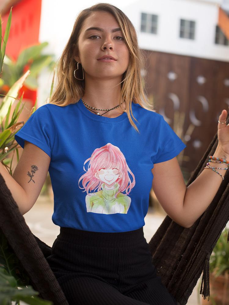 Manga Girl Cheerful Smile T-shirt -Image by Shutterstock