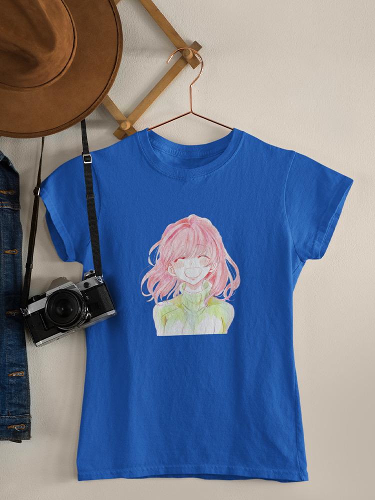 Manga Girl Cheerful Smile T-shirt -Image by Shutterstock