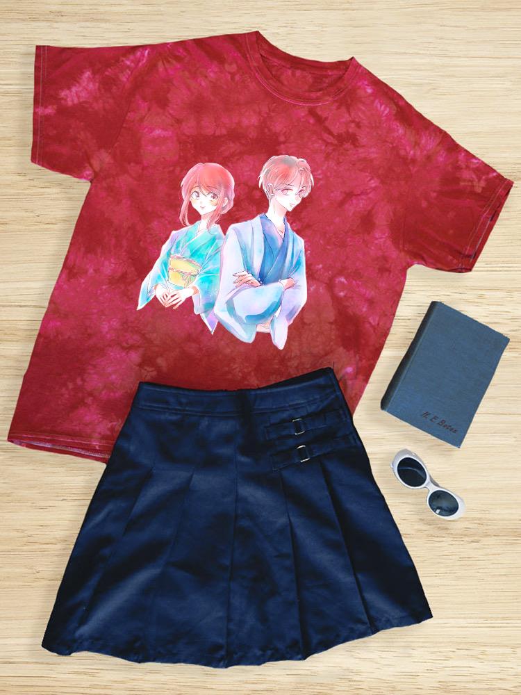 Manga Couple Yukata Kimono Tie Dye Tee -Image by Shutterstock