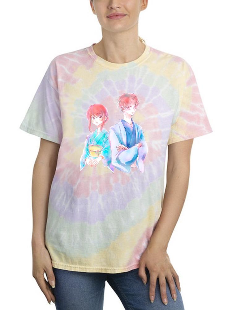 Manga Couple Yukata Kimono Tie Dye Tee -Image by Shutterstock