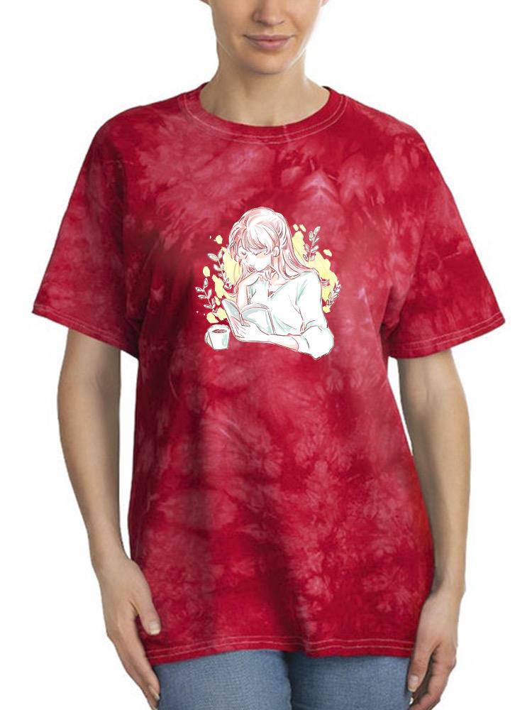 Manga Girl Reading Book Tie Dye Tee -Image by Shutterstock