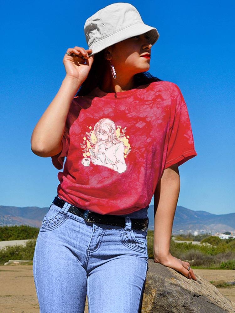 Manga Girl Reading Book Tie Dye Tee -Image by Shutterstock