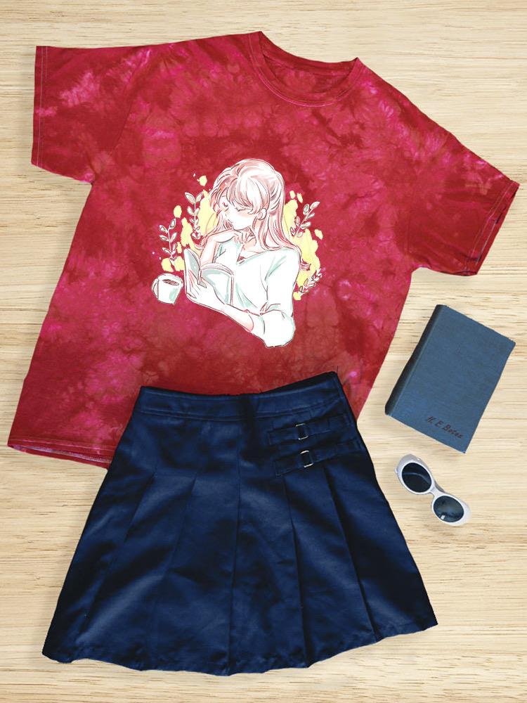 Manga Girl Reading Book Tie Dye Tee -Image by Shutterstock