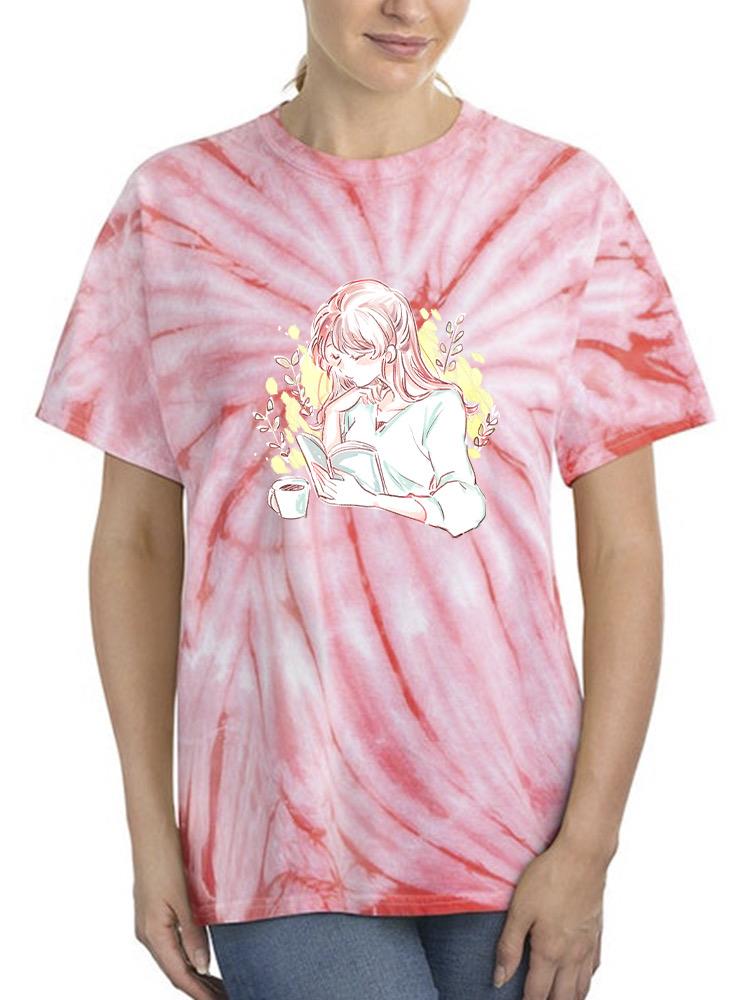 Manga Girl Reading Book Tie Dye Tee -Image by Shutterstock