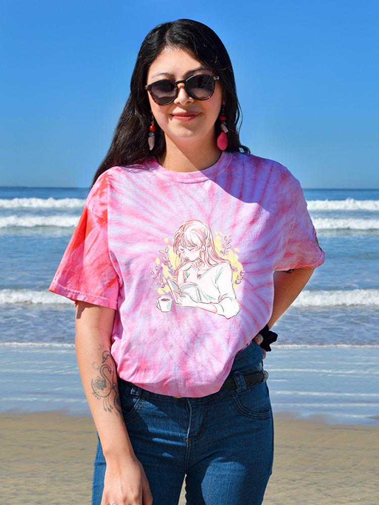 Manga Girl Reading Book Tie Dye Tee -Image by Shutterstock