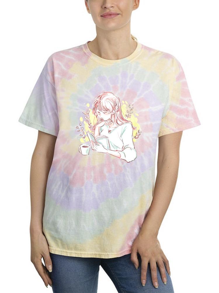 Manga Girl Reading Book Tie Dye Tee -Image by Shutterstock