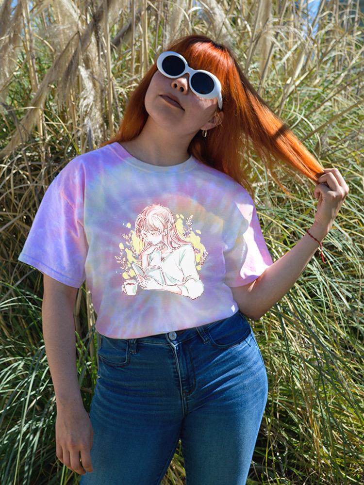 Manga Girl Reading Book Tie Dye Tee -Image by Shutterstock