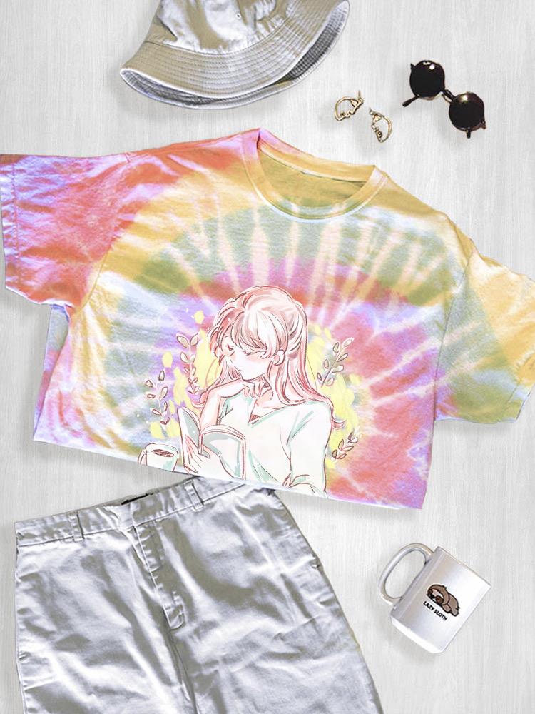 Manga Girl Reading Book Tie Dye Tee -Image by Shutterstock