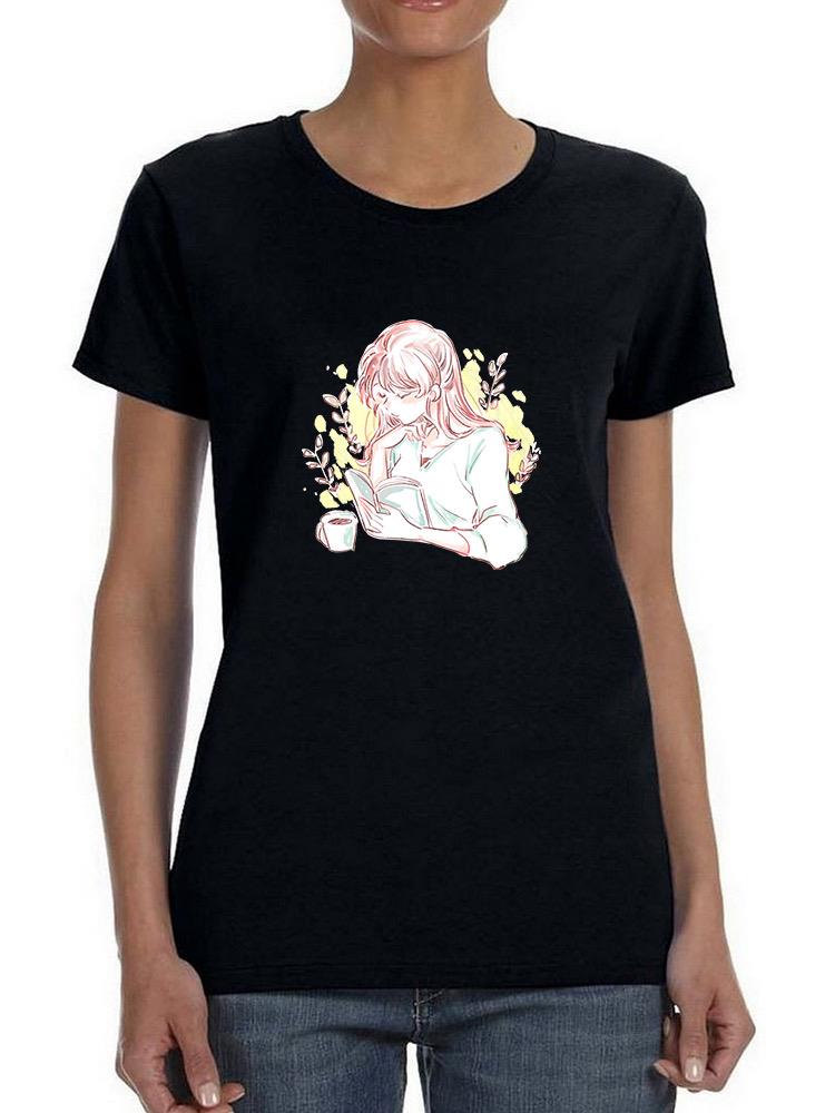 Manga Girl Reading Book T-shirt -Image by Shutterstock