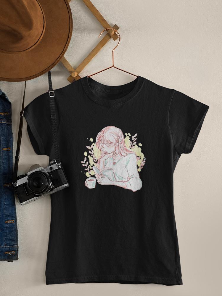 Manga Girl Reading Book T-shirt -Image by Shutterstock