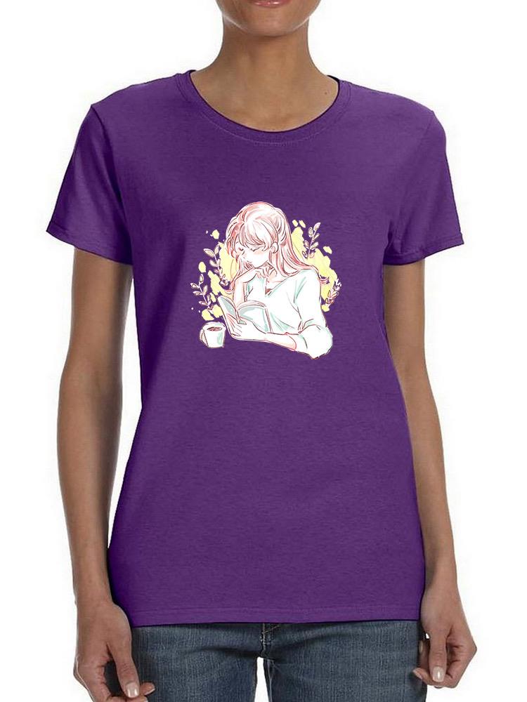 Manga Girl Reading Book T-shirt -Image by Shutterstock