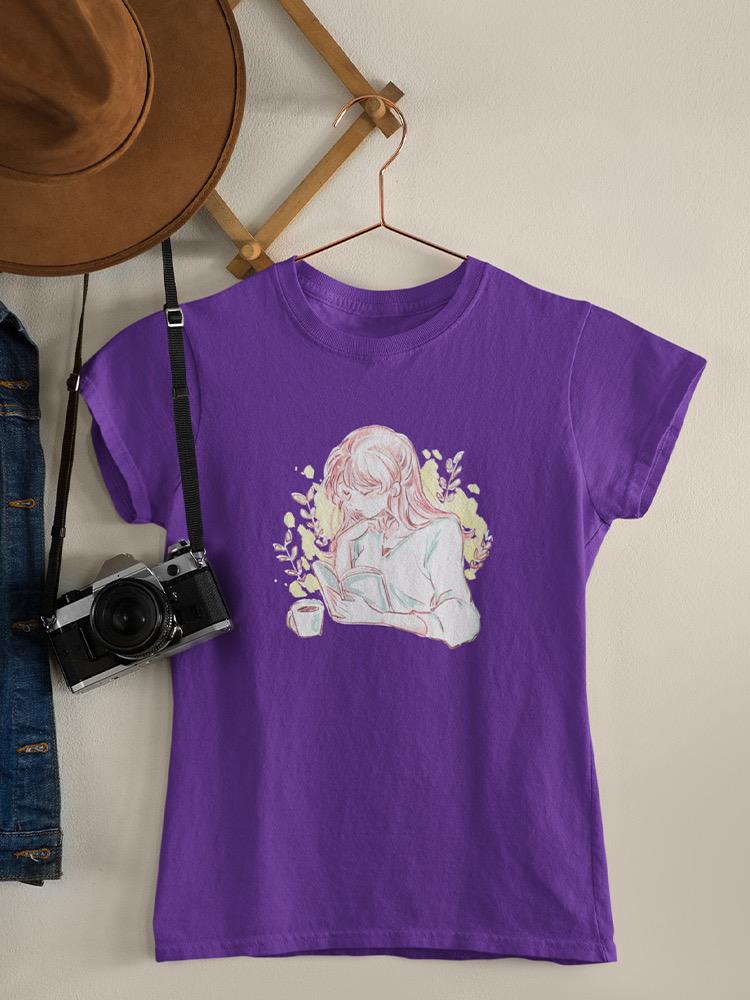 Manga Girl Reading Book T-shirt -Image by Shutterstock