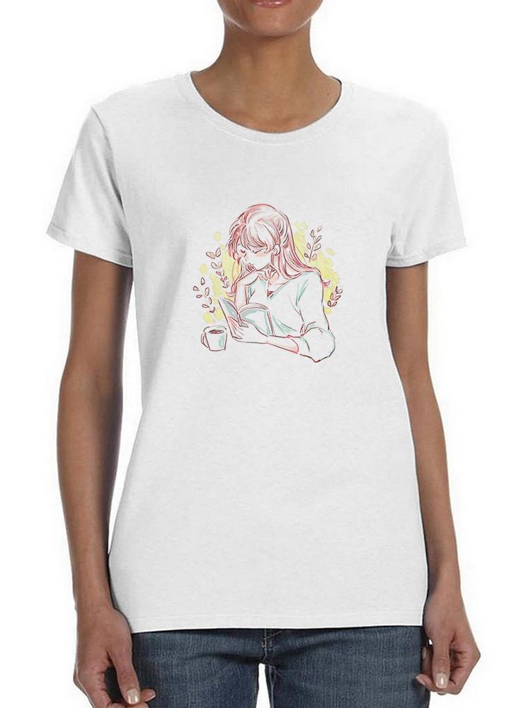 Manga Girl Reading Book T-shirt -Image by Shutterstock