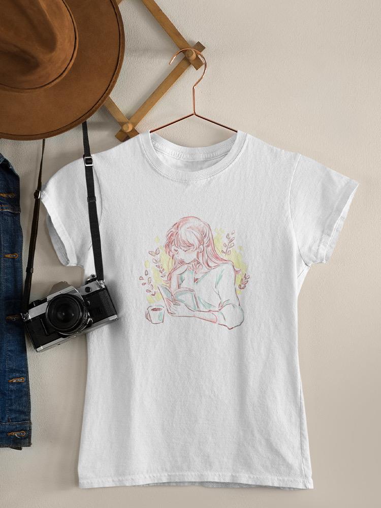 Manga Girl Reading Book T-shirt -Image by Shutterstock