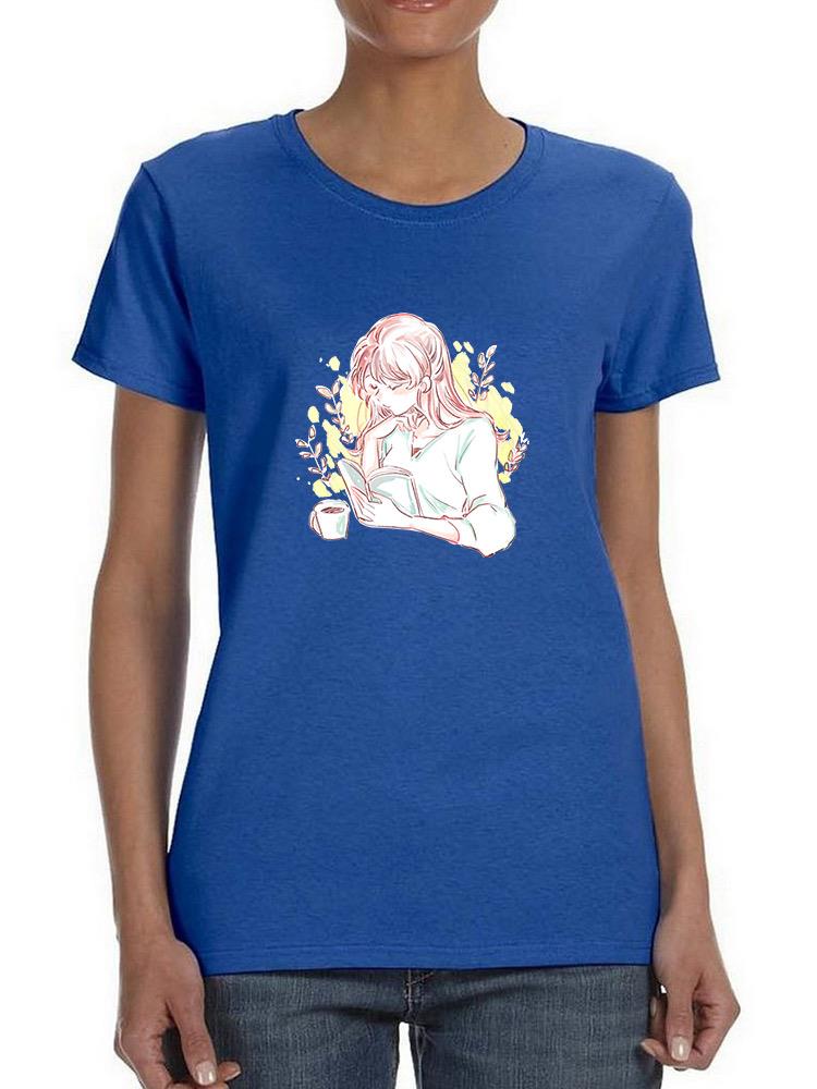 Manga Girl Reading Book T-shirt -Image by Shutterstock