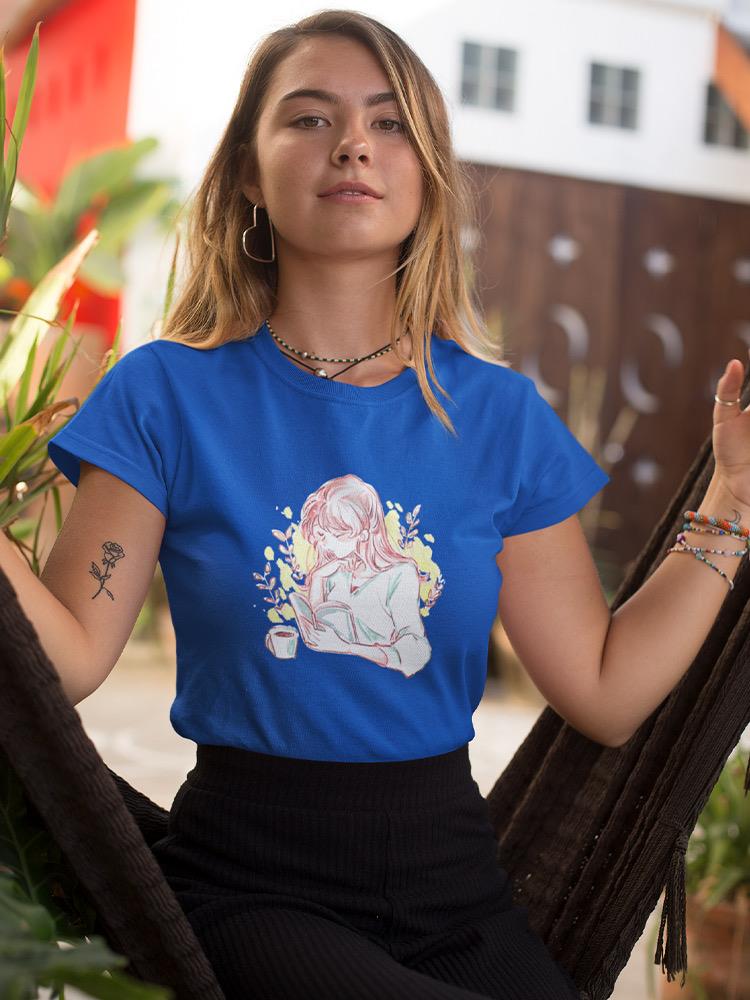Manga Girl Reading Book T-shirt -Image by Shutterstock