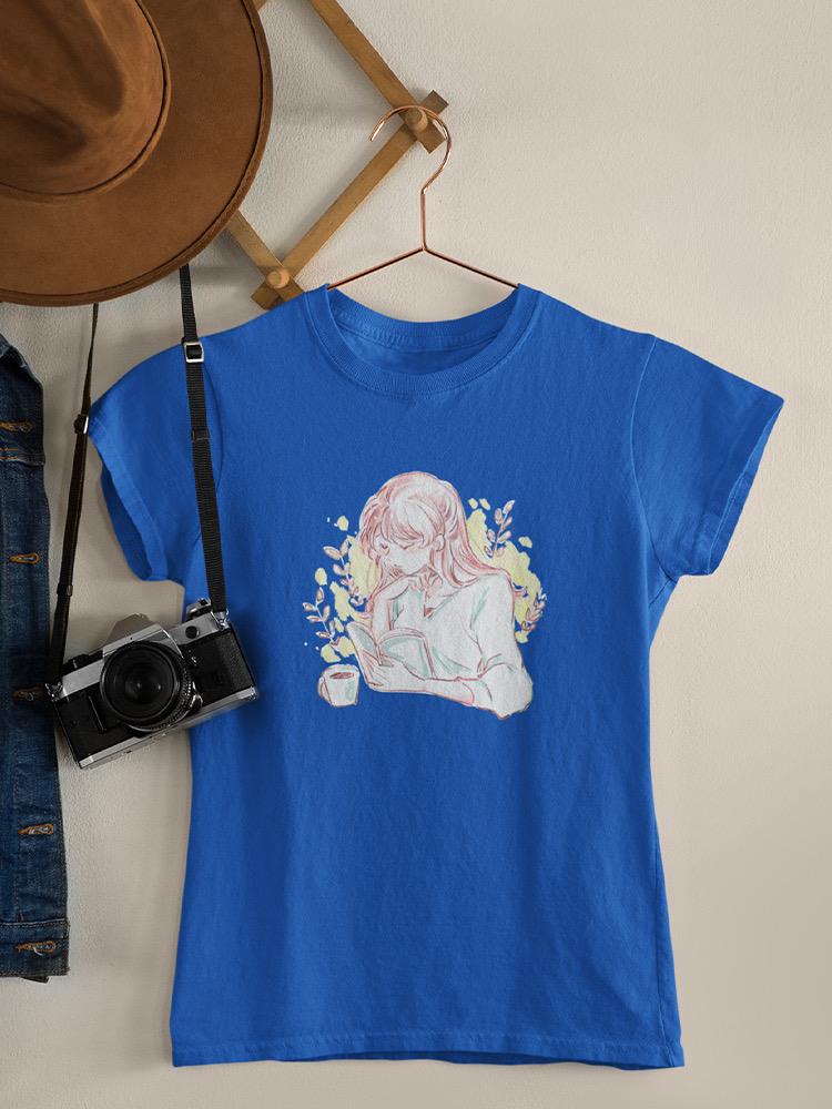 Manga Girl Reading Book T-shirt -Image by Shutterstock