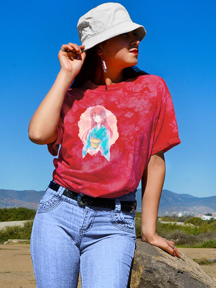Manga Girl W Aqua Kimono Tie Dye Tee -Image by Shutterstock