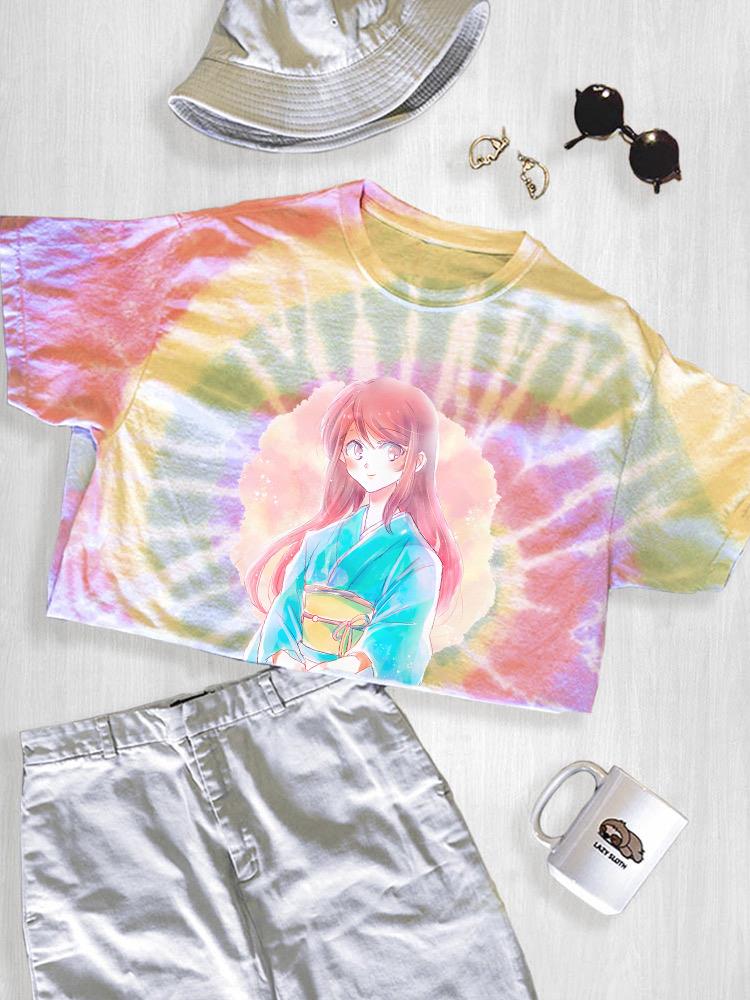 Manga Girl W Aqua Kimono Tie Dye Tee -Image by Shutterstock