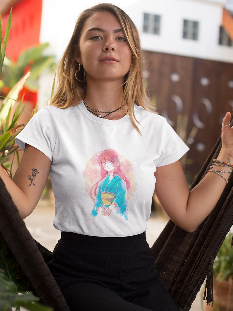 Manga Girl W Aqua Kimono T-shirt -Image by Shutterstock