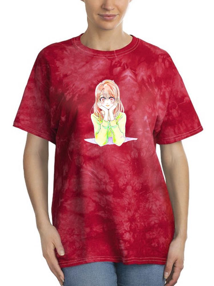 Manga Girl Flirty Smile Tie Dye Tee -Image by Shutterstock