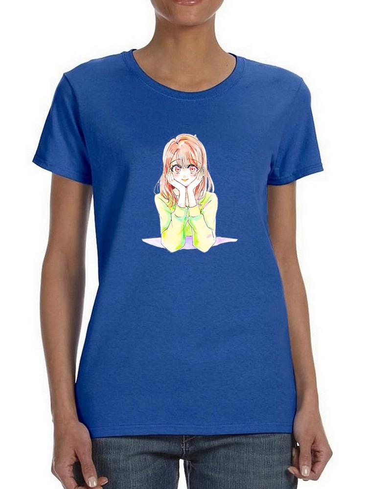 Manga Girl Flirty Smile T-shirt -Image by Shutterstock