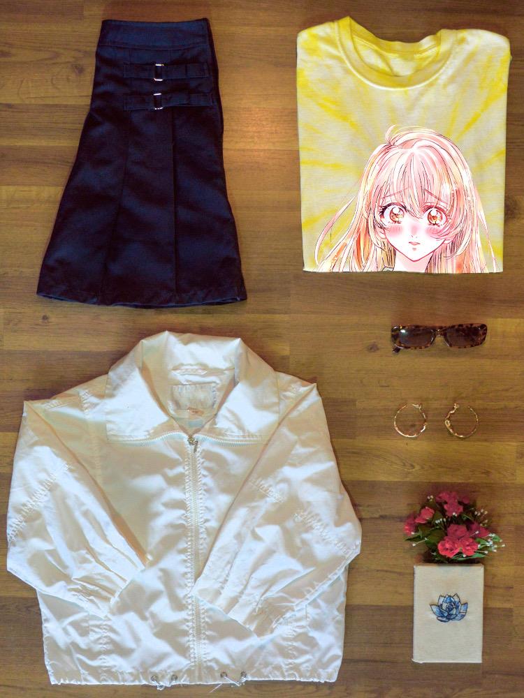 Anime Schoolgirl In Surprise Tie Dye Tee -Image by Shutterstock