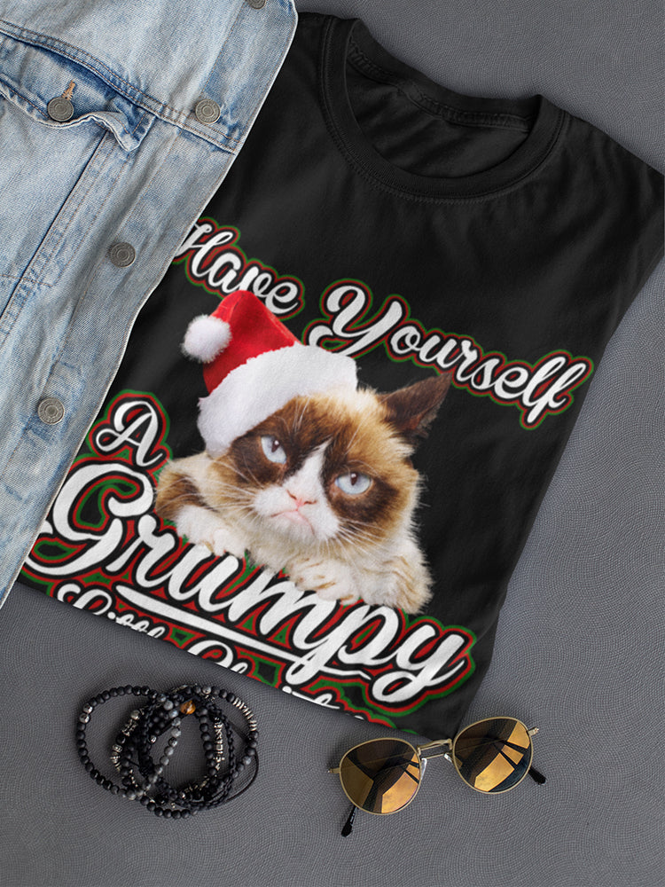 Grumpy Cat Grumpy Little Christmas Women's Black T-shirt