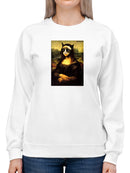 Mona Lisa With Grumpy Cat Face Sweatshirt Women's -T-Line Designs
