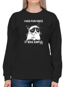 Grumpy Cat In White And Black Sweatshirt Women's -T-Line Designs