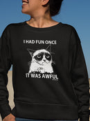 Grumpy Cat In White And Black Sweatshirt Women's -T-Line Designs
