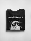 Grumpy Cat In White And Black Sweatshirt Women's -T-Line Designs
