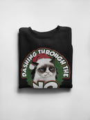 Grumpy Cat With A Wreath  Sweatshirt Women's -T-Line Designs