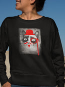 Grumpy Cat With Red Graffiti Sweatshirt Women's -T-Line Designs